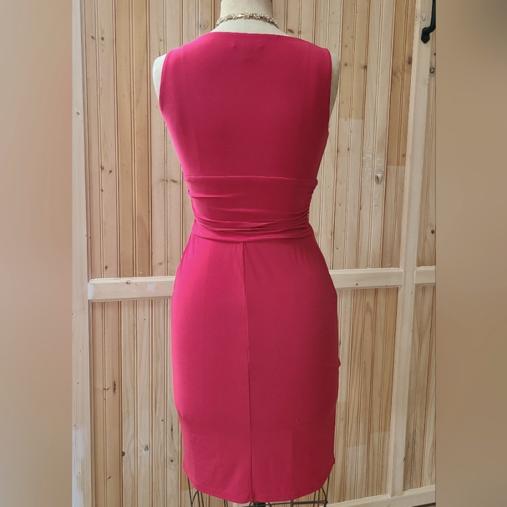 Chaps Beautiful Red Crossover Wrap Dress size Small - Picture 3 of 7